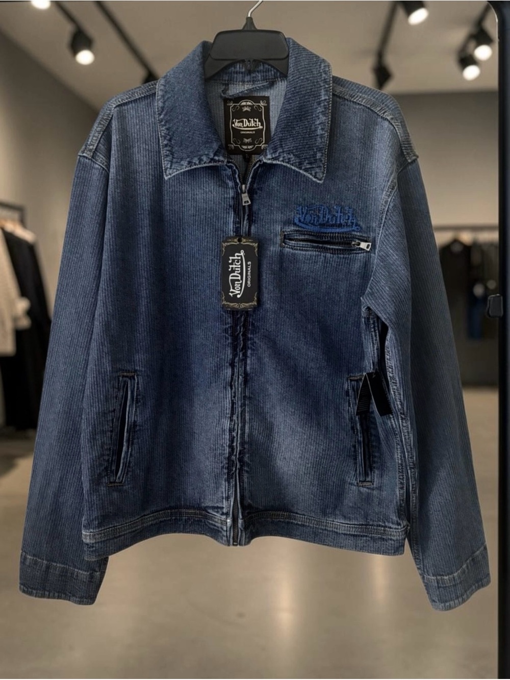 Von Dutch Denim Men’s Corduroy Jean Jacket Blue New With Tags - Size L